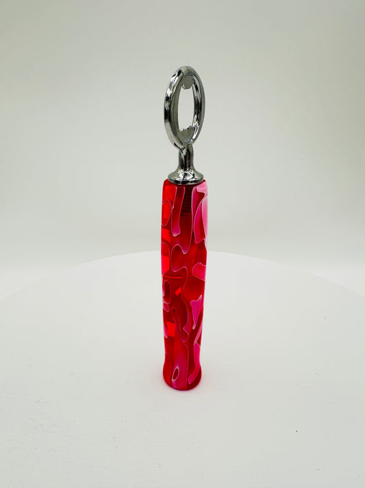 Custom Hand-Turned Bottle Opener - Red & Pink Swirl
