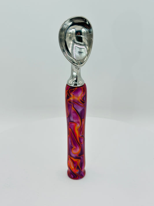 Custom Hand-Turned Ice Cream Scoop - Neon Sunset Acrylic