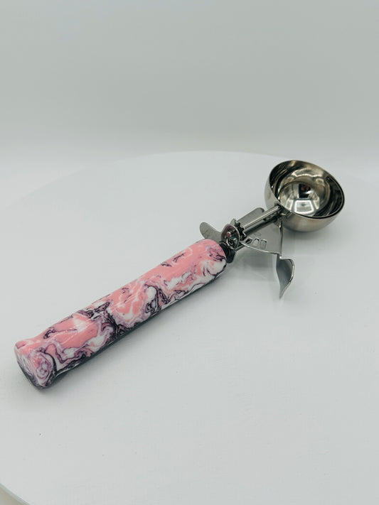 Custom Hand-Turned Ice Cream Scoop - Pink Marble Acrylic