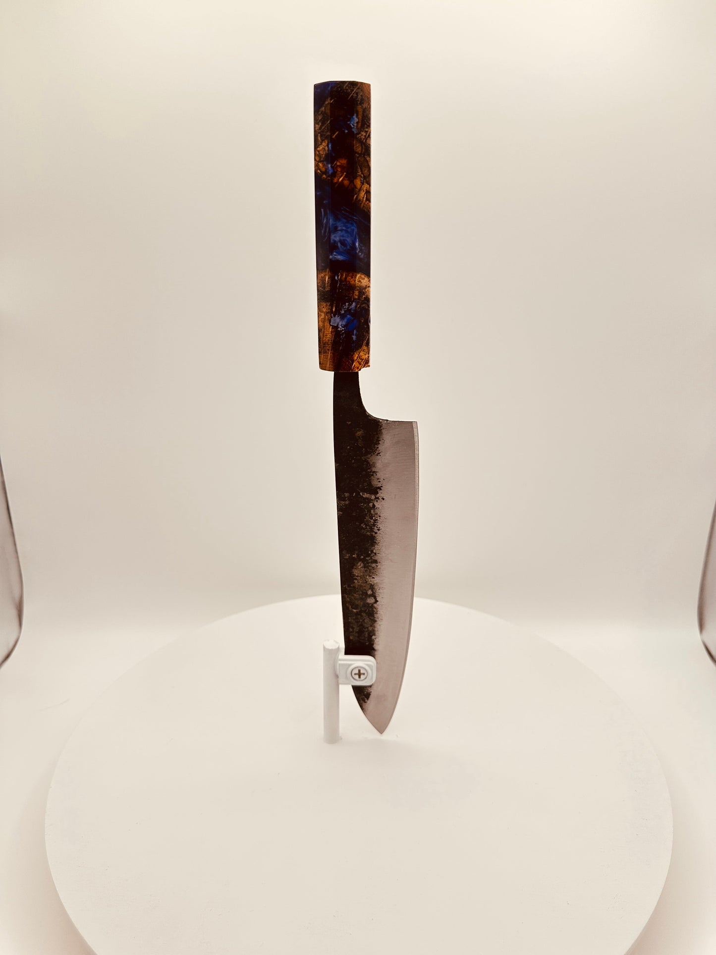 custom-tall-chef-knife-blue-violet-resin-octagon