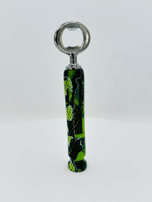 custom-bottle-opener-green-snake-mesh-acrylic