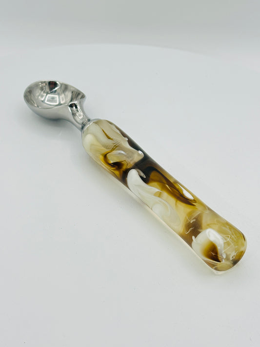 Custom Hand-Turned Ice Cream Scoop - Coffee & Cream Acrylic